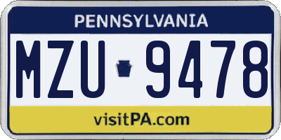 PA license plate MZU9478