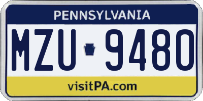PA license plate MZU9480
