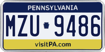 PA license plate MZU9486