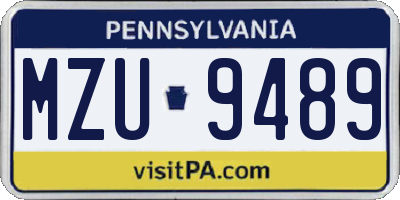 PA license plate MZU9489
