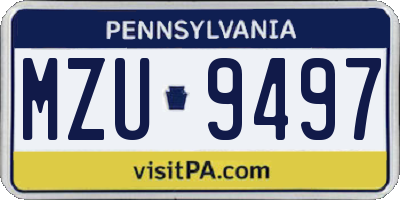 PA license plate MZU9497