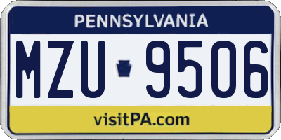 PA license plate MZU9506