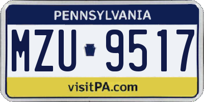 PA license plate MZU9517