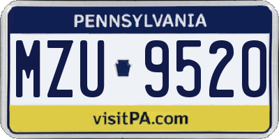 PA license plate MZU9520