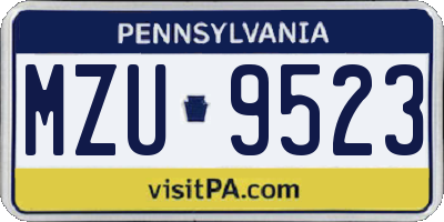 PA license plate MZU9523