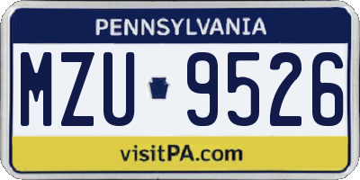 PA license plate MZU9526
