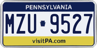 PA license plate MZU9527