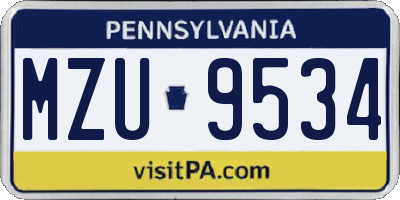 PA license plate MZU9534
