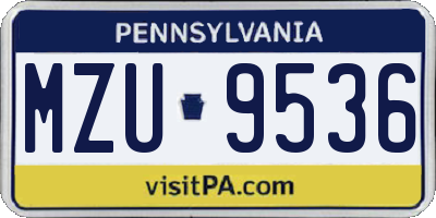 PA license plate MZU9536