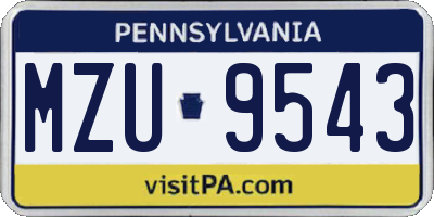PA license plate MZU9543