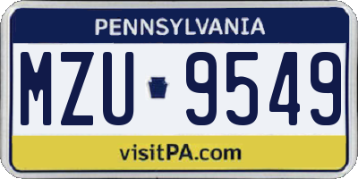 PA license plate MZU9549