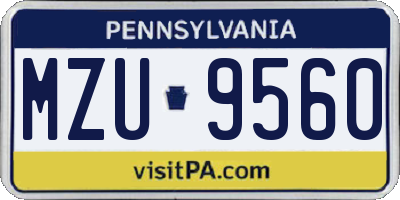 PA license plate MZU9560