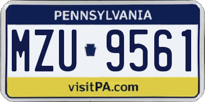 PA license plate MZU9561