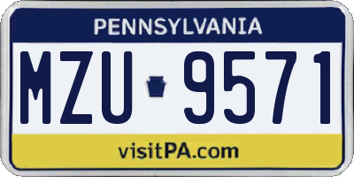 PA license plate MZU9571