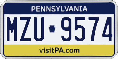 PA license plate MZU9574