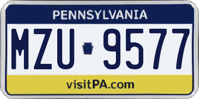 PA license plate MZU9577