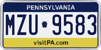 PA license plate MZU9583