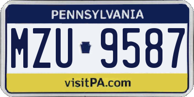 PA license plate MZU9587