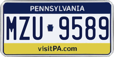 PA license plate MZU9589