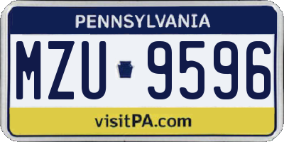 PA license plate MZU9596