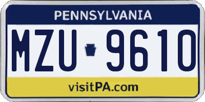 PA license plate MZU9610