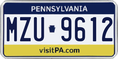 PA license plate MZU9612