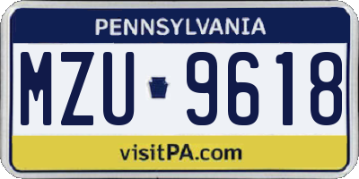 PA license plate MZU9618