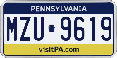 PA license plate MZU9619