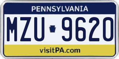 PA license plate MZU9620