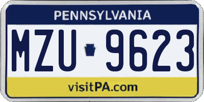 PA license plate MZU9623