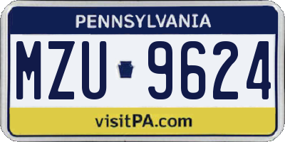 PA license plate MZU9624