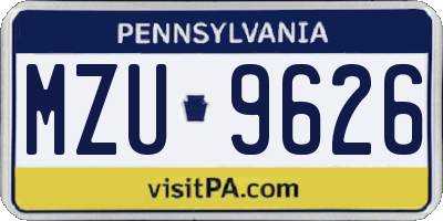 PA license plate MZU9626