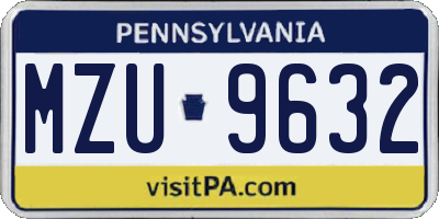 PA license plate MZU9632