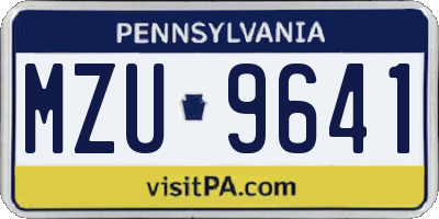 PA license plate MZU9641
