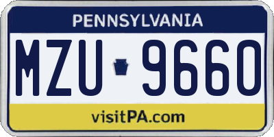 PA license plate MZU9660