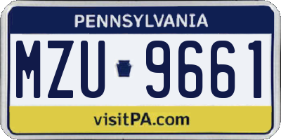 PA license plate MZU9661