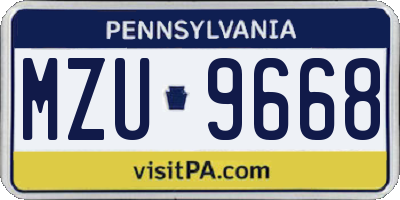 PA license plate MZU9668