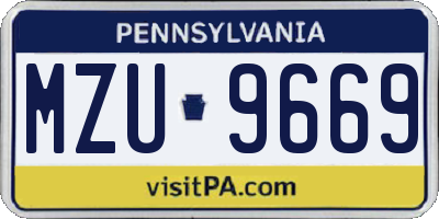 PA license plate MZU9669