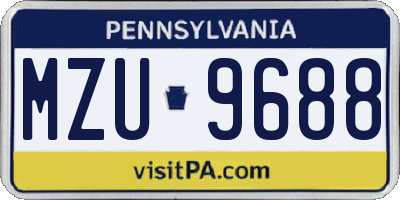 PA license plate MZU9688