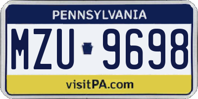 PA license plate MZU9698