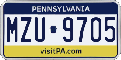 PA license plate MZU9705