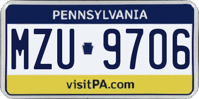 PA license plate MZU9706