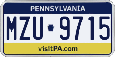 PA license plate MZU9715