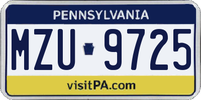 PA license plate MZU9725
