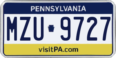 PA license plate MZU9727
