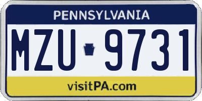 PA license plate MZU9731