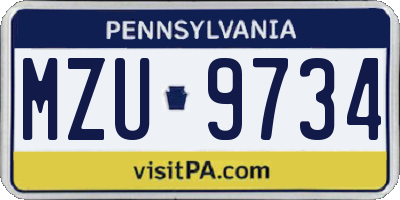 PA license plate MZU9734