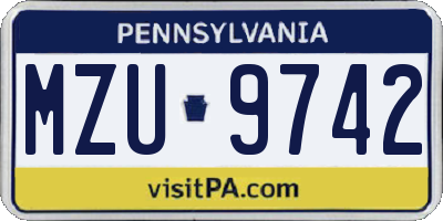 PA license plate MZU9742