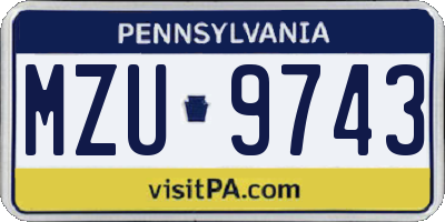 PA license plate MZU9743