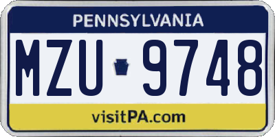 PA license plate MZU9748